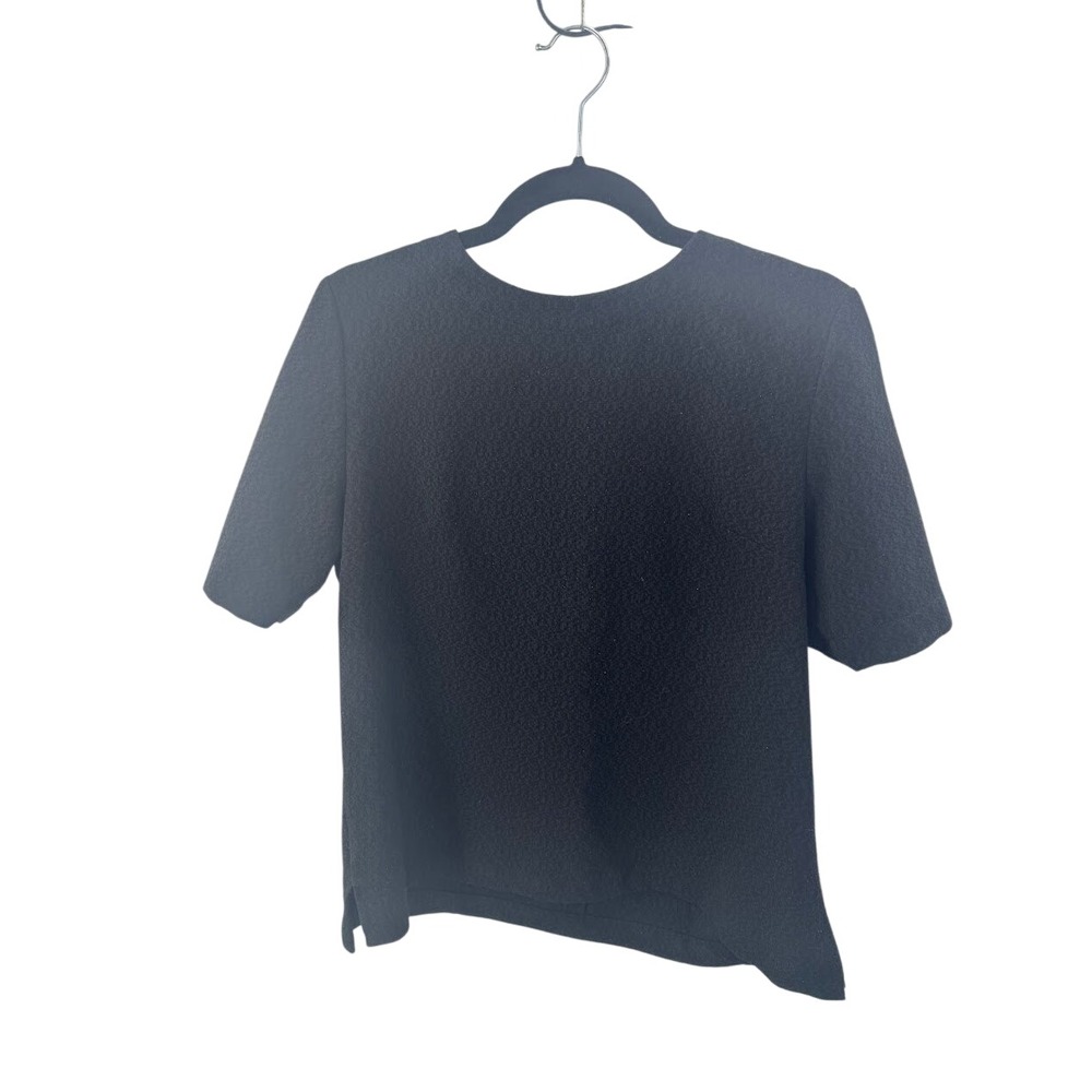 Chanel Employee Blouse Size M Black Crew Neck Short Sleeve Top - Picture 2 of 8